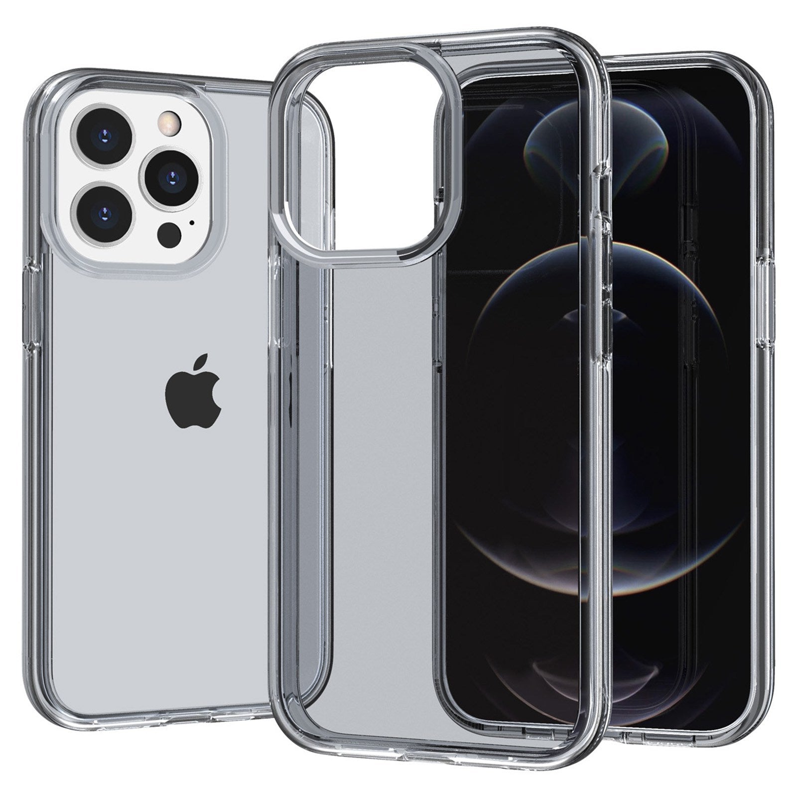 Transparent Phone Case for iPhone 15 Pro , Hard PC + Soft TPU Case Anti-collision Hybrid Cover - Transparent Grey Transparent Phone Case for iPhone 15 Pro , Hard PC + Soft TPU Case Anti-collision Hybrid Cover - Transparent Grey